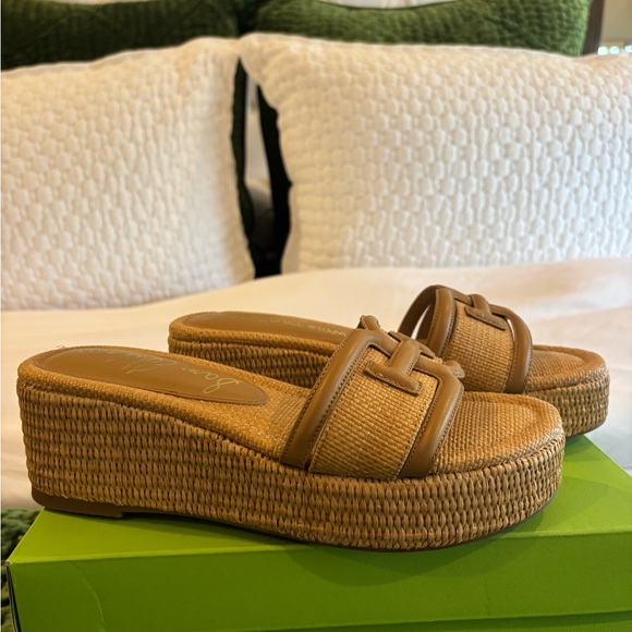 New!Sam Edelman Pauleena Raffia platform wedge sandals in the Sand Dune. SZ 8 - Picture 6 of 11